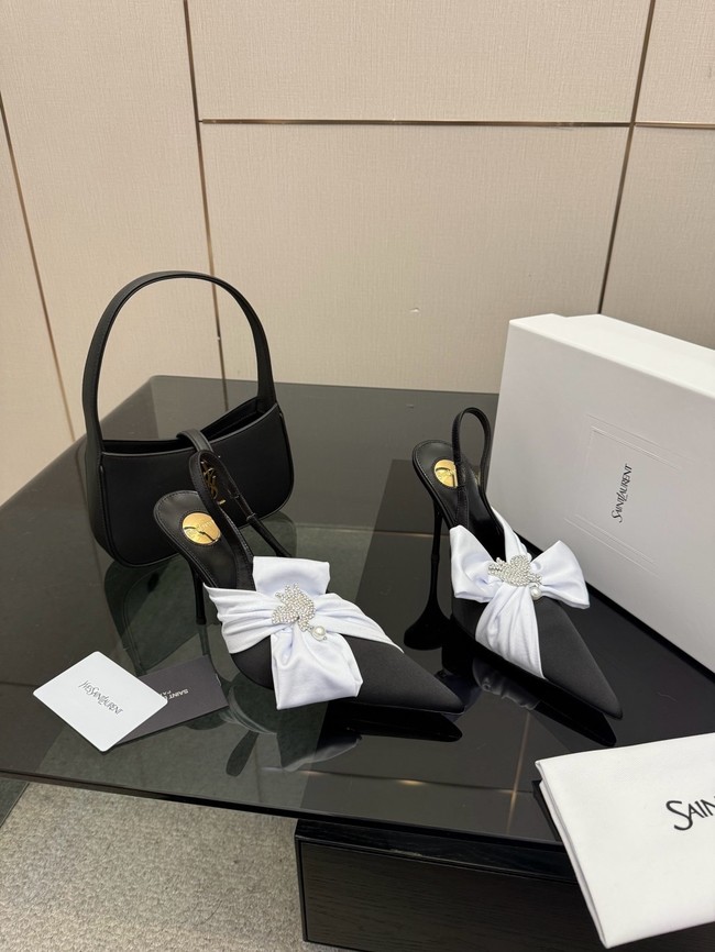 Saint Laurent AMALIA slingback pumps in satin crepe Heel 10.5CM 55726-13