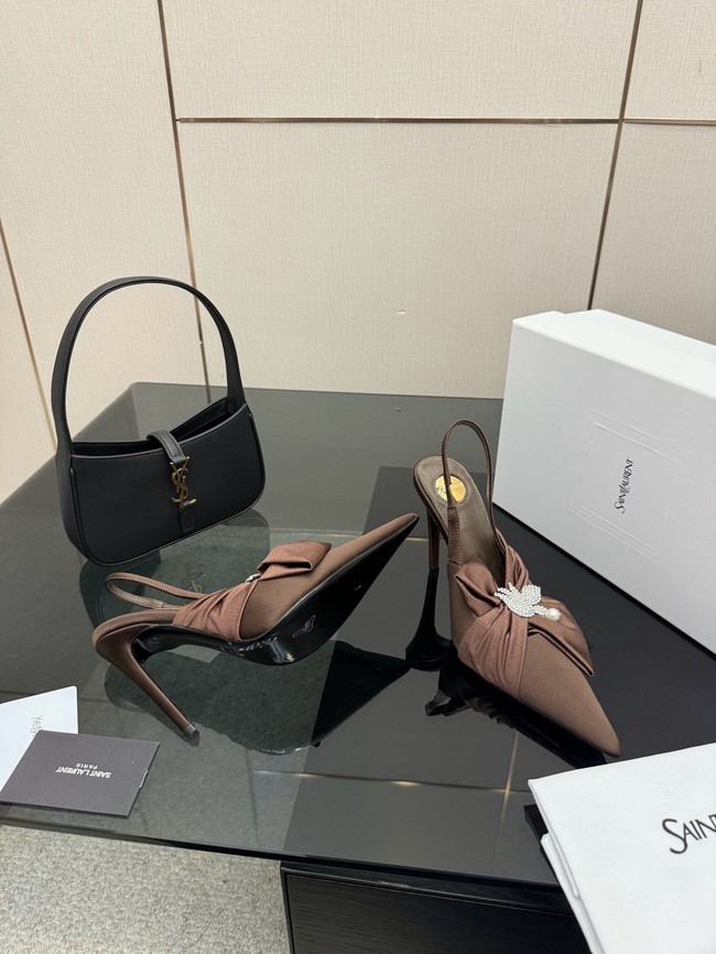 Saint Laurent AMALIA slingback pumps in satin crepe Heel 10.5CM 55726-5