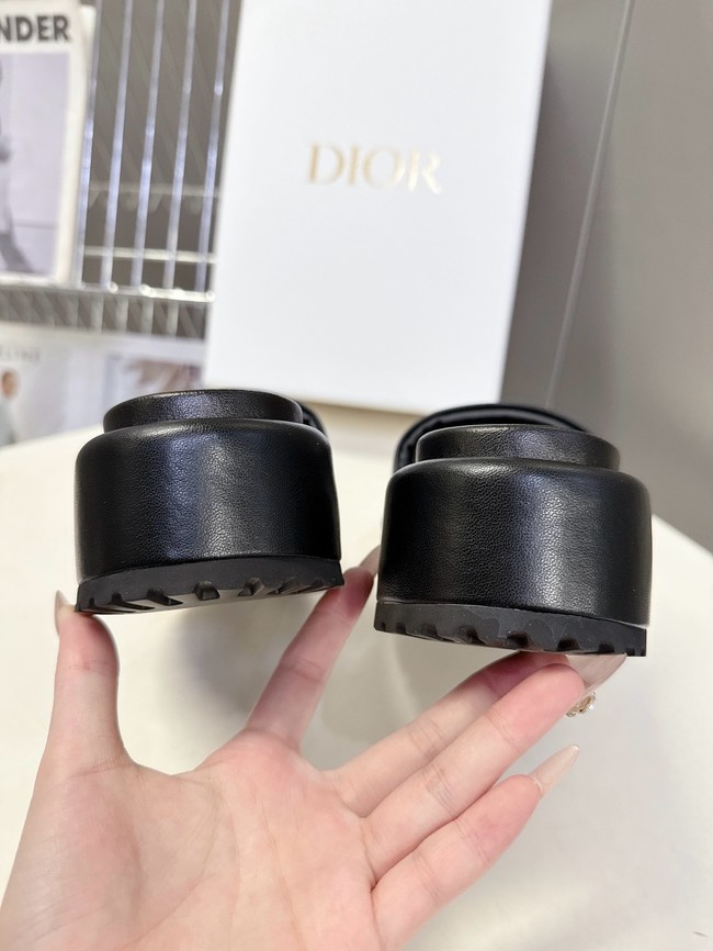 Dior D-Lane Platform Slide Black Padded Lambskin KCO497LA