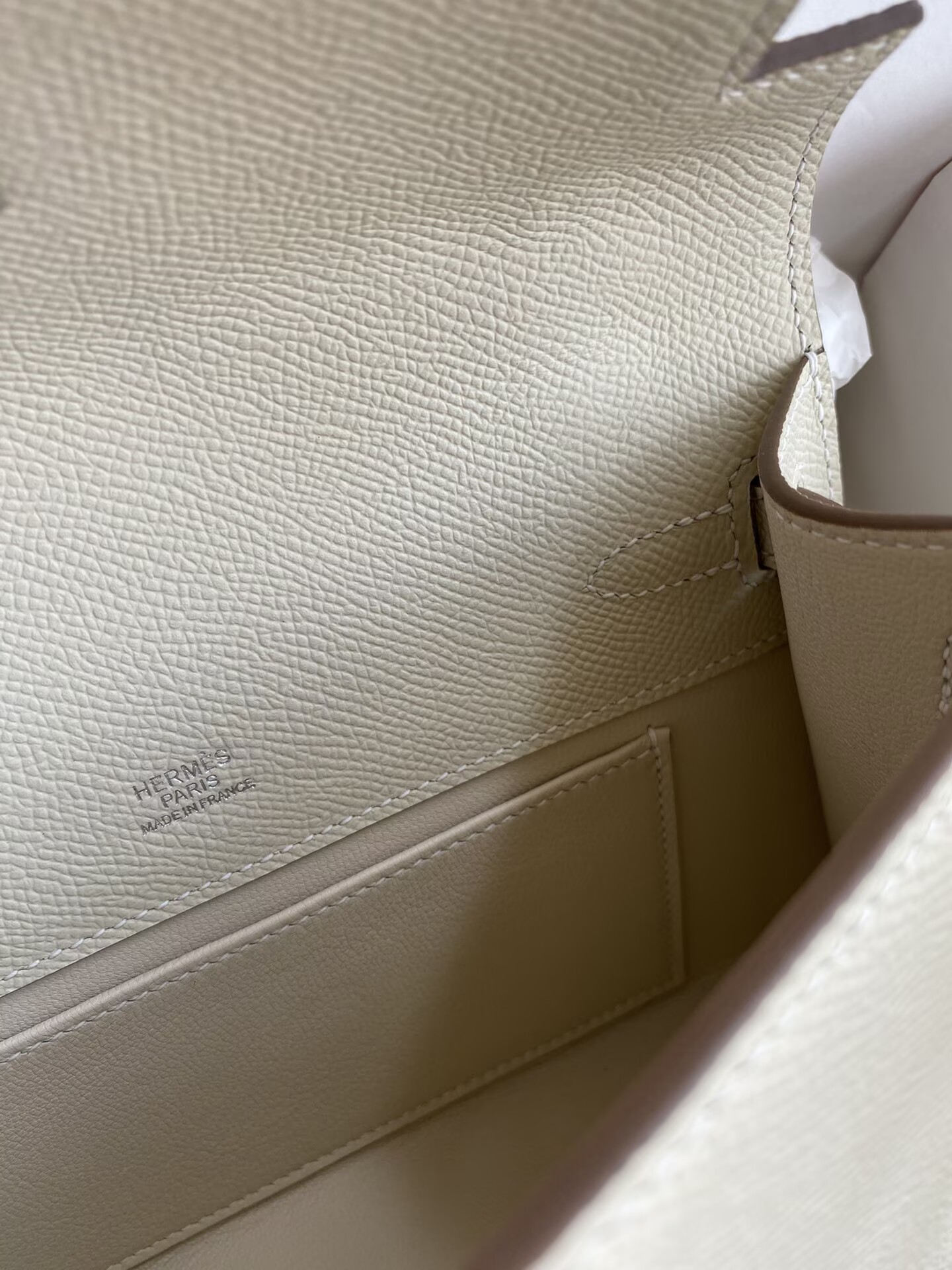 Hermes Kelly 22CM Tote Bag Original Epsom Leather KL22 Off-White Silver-Tone