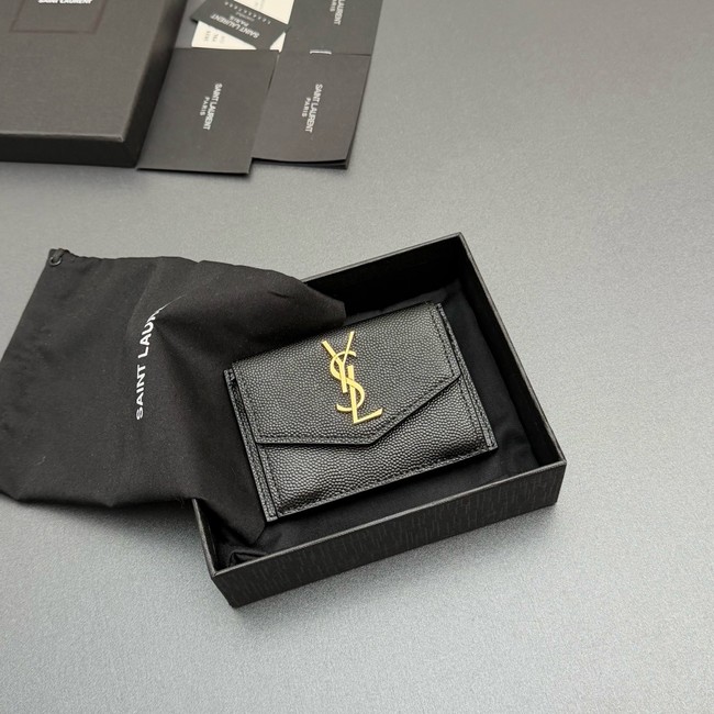 SAINT LAURENT UPTOWN FLAP CARD CASE IN GRAIN DE POUDRE LEATHER 612808-2