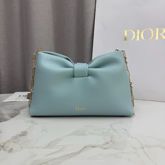 Small Dior Bow Bag Lambskin M0715O Bleu Tourmaline