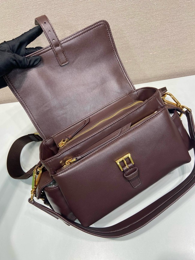 Prada Route medium leather tote bag 1BD394 wine red