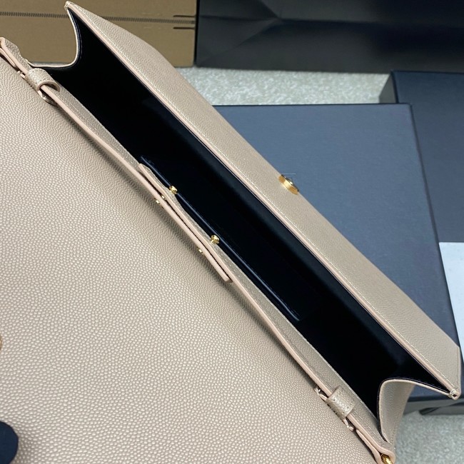 SAINT LAURENT KATE clutch in grain de poudre leather 851921 DARK BEIGE