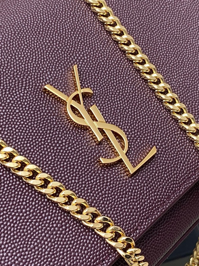SAINT LAURENT KATE clutch in grain de poudre leather 851921 ROUGE CABERNET