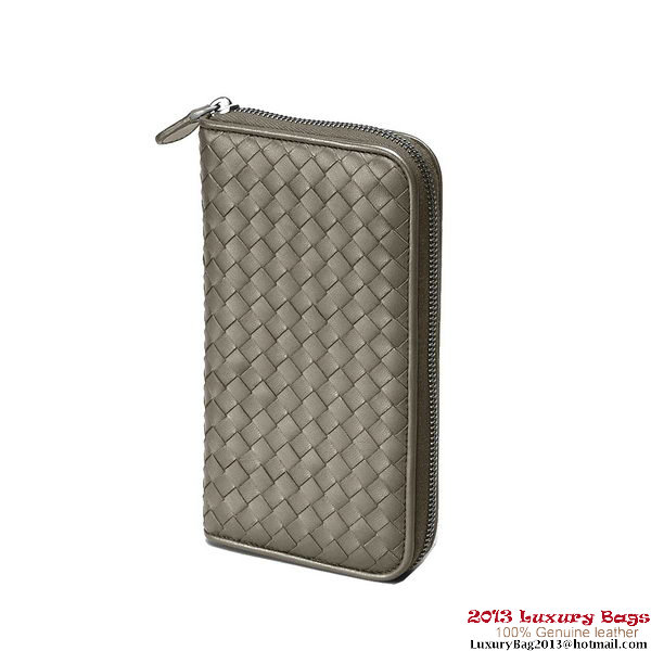 Bottega Veneta 114076 V4651 1300 Intrecciato VN Zip Around Wallet Shadow Bottega Veneta 114076 V4651 1300 Intrecciato VN Zip Around Wallet Shadow