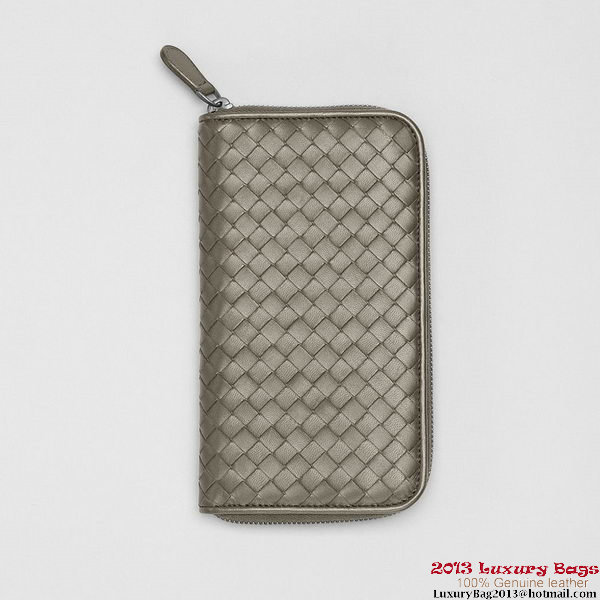 Bottega Veneta 114076 V4651 1300 Intrecciato VN Zip Around Wallet Shadow Bottega Veneta 114076 V4651 1300 Intrecciato VN Zip Around Wallet Shadow