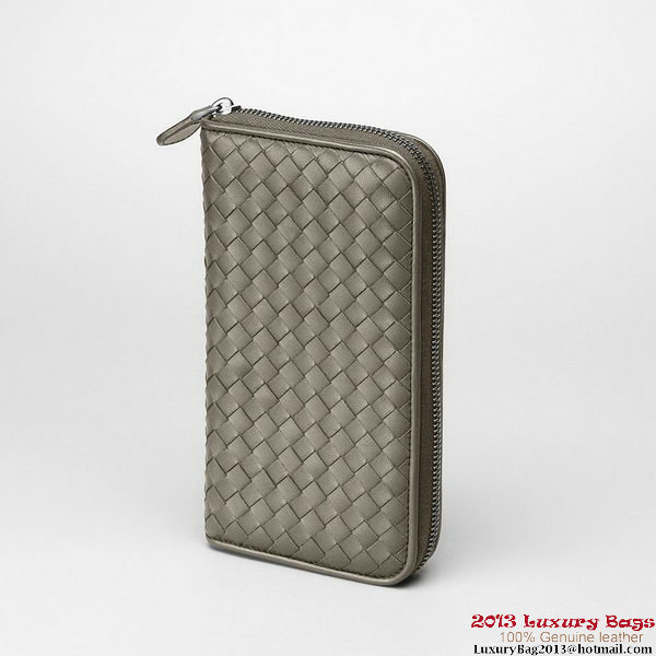 Bottega Veneta 114076 V4651 1300 Intrecciato VN Zip Around Wallet Shadow Bottega Veneta 114076 V4651 1300 Intrecciato VN Zip Around Wallet Shadow