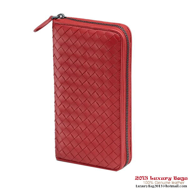 Bottega Veneta 275064 V001N 6520 Intrecciato Nappa Zip Around Wallet Blood Bottega Veneta 275064 V001N 6520 Intrecciato Nappa Zip Around Wallet Blood
