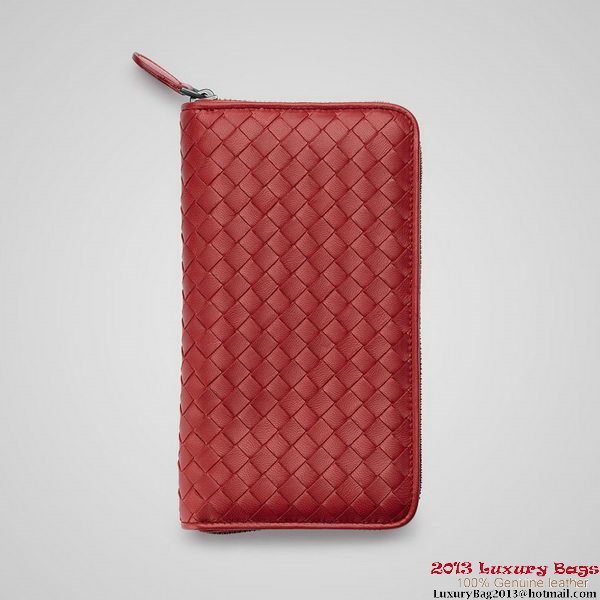 Bottega Veneta 275064 V001N 6520 Intrecciato Nappa Zip Around Wallet Blood Bottega Veneta 275064 V001N 6520 Intrecciato Nappa Zip Around Wallet Blood