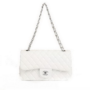 Chanel 2.55 Series Flap Bag A01112 White Leather Silver Hardware Chanel 2.55 Series Flap Bag A01112 White Leather Silver Hardware