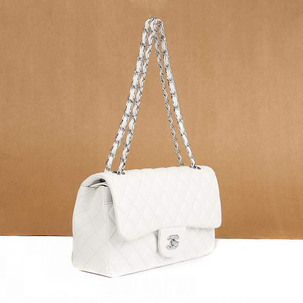 Chanel 2.55 Series Flap Bag A01112 White Leather Silver Hardware Chanel 2.55 Series Flap Bag A01112 White Leather Silver Hardware