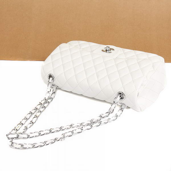 Chanel 2.55 Series Flap Bag A01112 White Leather Silver Hardware Chanel 2.55 Series Flap Bag A01112 White Leather Silver Hardware