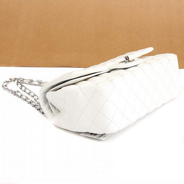 Chanel 2.55 Series Flap Bag A01112 White Leather Silver Hardware Chanel 2.55 Series Flap Bag A01112 White Leather Silver Hardware