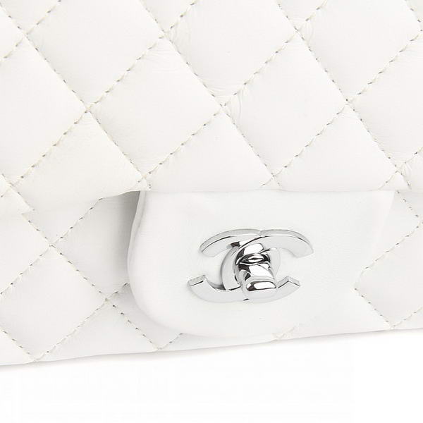 Chanel 2.55 Series Flap Bag A01112 White Leather Silver Hardware Chanel 2.55 Series Flap Bag A01112 White Leather Silver Hardware