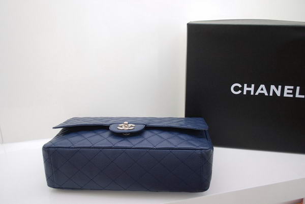 Chanel Maxi Double Flaps Bag A36098 Blue Original Caviar Leather Silver Chanel Maxi Double Flaps Bag A36098 Blue Original Caviar Leather Silver