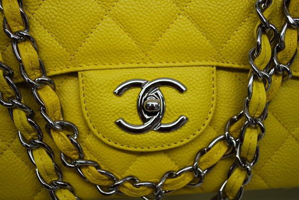 Chanel Maxi Double Flaps Bag A36098 Lemon Original Caviar Leather Silver Chanel Maxi Double Flaps Bag A36098 Lemon Original Caviar Leather Silver