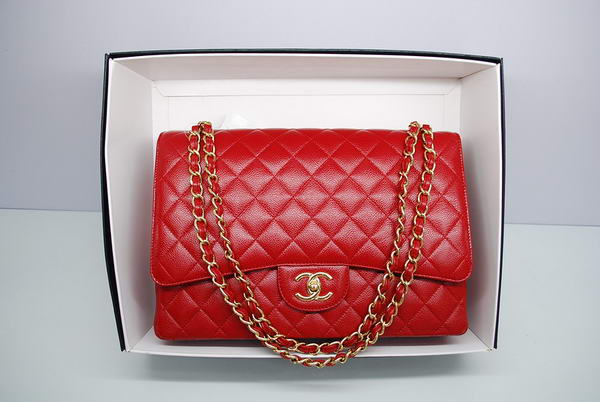 Chanel Maxi Double Flaps Bag A36098 Red Original Caviar Leather Gold Chanel Maxi Double Flaps Bag A36098 Red Original Caviar Leather Gold