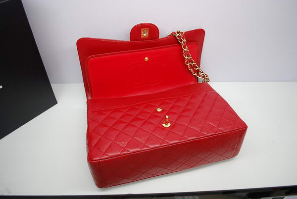 Chanel Maxi Double Flaps Bag A36098 Red Original Caviar Leather Gold Chanel Maxi Double Flaps Bag A36098 Red Original Caviar Leather Gold