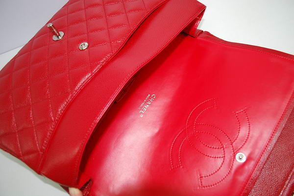 Chanel Maxi Double Flaps Bag A36098 Red Original Caviar Leather Silver Chanel Maxi Double Flaps Bag A36098 Red Original Caviar Leather Silver