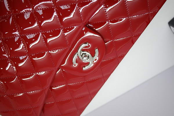 Chanel Maxi Double Flaps Bag A36098 Red Original Patent Leather Silver Chanel Maxi Double Flaps Bag A36098 Red Original Patent Leather Silver