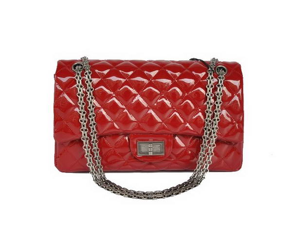 Ladies Chanel A30227 Red Patent Leather Jumbo Flap Bags Silver Ladies Chanel A30227 Red Patent Leather Jumbo Flap Bags Silver