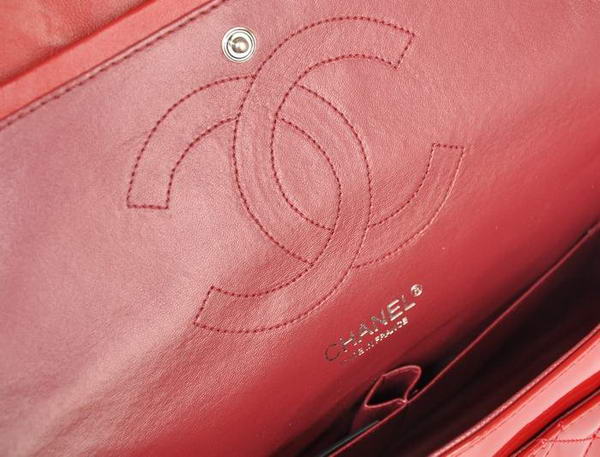 Ladies Chanel A30227 Red Patent Leather Jumbo Flap Bags Silver Ladies Chanel A30227 Red Patent Leather Jumbo Flap Bags Silver