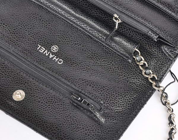 New Cheap Chanel A33814 Black Grain Leather Flap Bag Silver New Cheap Chanel A33814 Black Grain Leather Flap Bag Silver