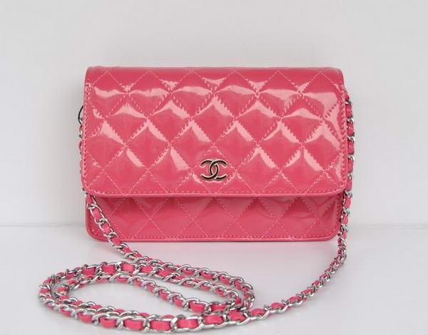 Top Quality Chanel A33814 Peach Patent Leather Flap Bag Silver Top Quality Chanel A33814 Peach Patent Leather Flap Bag Silver
