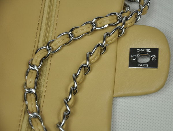 Chanel Classic Flap Bag 1112 Apricot Leather Silver Hardware Chanel Classic Flap Bag 1112 Apricot Leather Silver Hardware