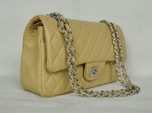 Chanel Classic Flap Bag 1112 Apricot Leather Silver Hardware Chanel Classic Flap Bag 1112 Apricot Leather Silver Hardware
