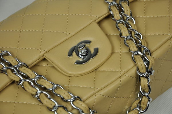 Chanel Classic Flap Bag 1112 Apricot Leather Silver Hardware Chanel Classic Flap Bag 1112 Apricot Leather Silver Hardware