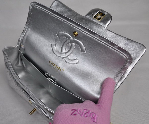 Chanel Classic Flap Bag 1112 Light Silver Leather Golden Hardware Chanel Classic Flap Bag 1112 Light Silver Leather Golden Hardware