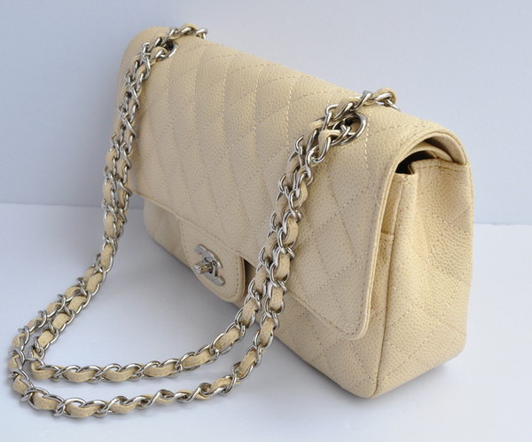 Chanel 2.55 Quilted Flap Bag 1112 Beige with Silver Hardware