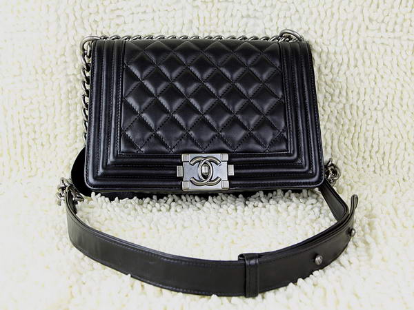 Hot Style Chanel A67025 Le Boy Flap Shoulder Bag In Black Sheepskin Leather Hot Style Chanel A67025 Le Boy Flap Shoulder Bag In Black Sheepskin Leather