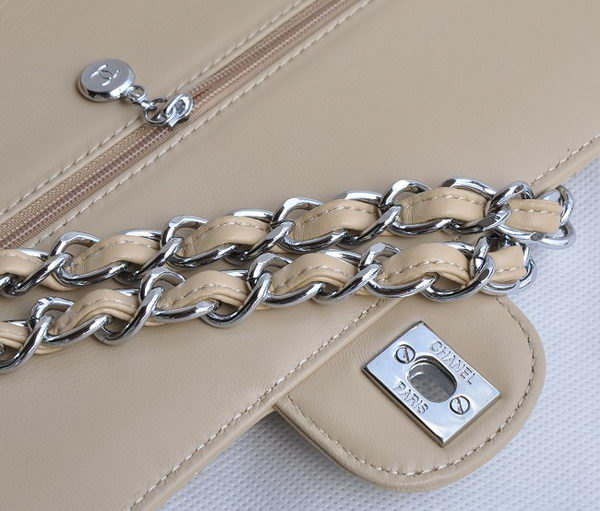 Chanel Classic 2.55 Series Apricot Lambskin Silver Chain Quilted Flap Bag 1113 Chanel Classic 2.55 Series Apricot Lambskin Silver Chain Quilted Flap Bag 1113