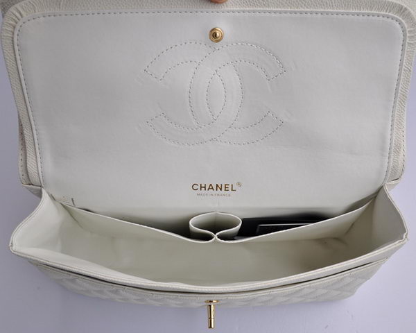 Chanel Classic 2.55 Series White Caviar Golden Chain Quilted Flap Bag 1113 Chanel Classic 2.55 Series White Caviar Golden Chain Quilted Flap Bag 1113
