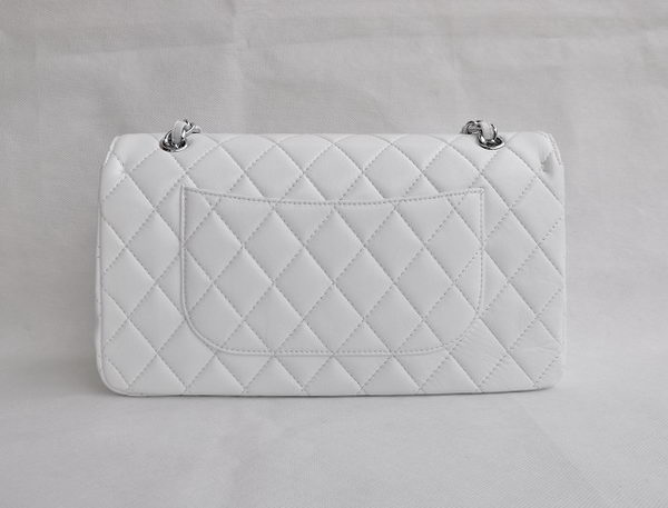 Chanel Classic 2.55 Series White Lambskin Silver Chain Quilted Flap Bag 1113 Chanel Classic 2.55 Series White Lambskin Silver Chain Quilted Flap Bag 1113