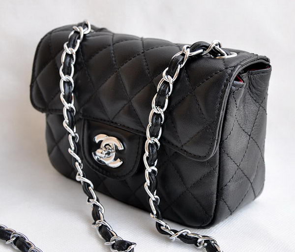 Chanel Classic Black Lambskin Silver Chain Quilted Flap Bag 1115 Chanel Classic Black Lambskin Silver Chain Quilted Flap Bag 1115