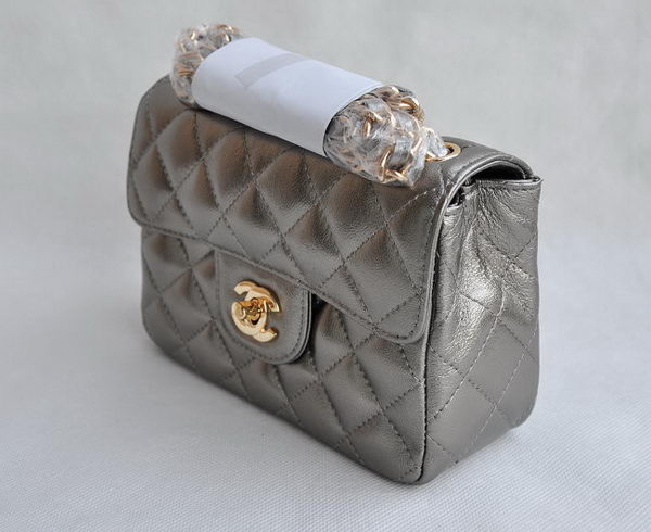 Chanel Classic Iron Gray Lambskin Golden Chain Quilted Flap Bag 1115 Chanel Classic Iron Gray Lambskin Golden Chain Quilted Flap Bag 1115