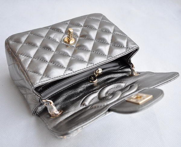 Chanel Classic Iron Gray Lambskin Golden Chain Quilted Flap Bag 1115 Chanel Classic Iron Gray Lambskin Golden Chain Quilted Flap Bag 1115