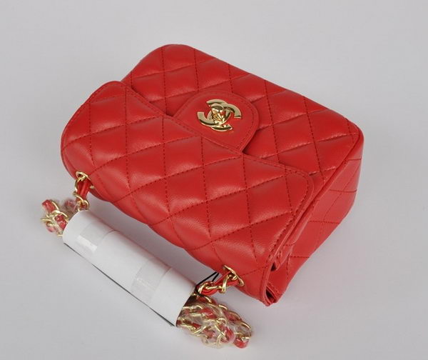 Chanel Classic Red Lambskin Golden Chain Quilted Flap Bag 1115 Chanel Classic Red Lambskin Golden Chain Quilted Flap Bag 1115