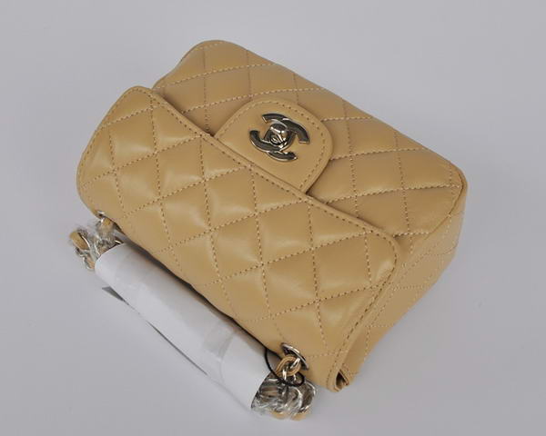 Cheap Chanel Classic mini Flap Bag 1115 Apricot Sheepskin Silver Hardware