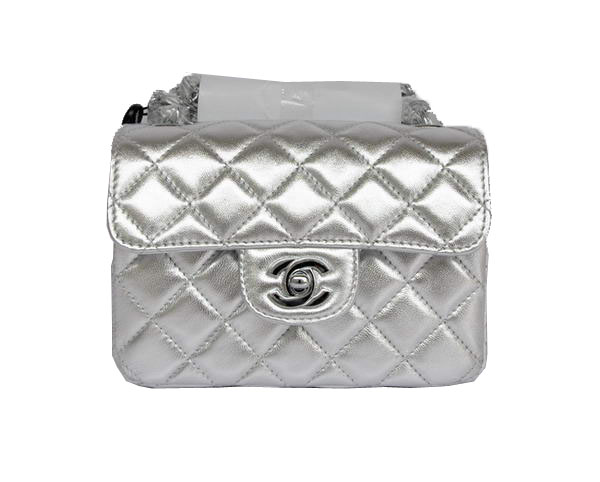 Cheap Chanel Classic mini Flap Bag 1115 Light Silver Sheepskin Silver Hardware Cheap Chanel Classic mini Flap Bag 1115 Light Silver Sheepskin Silver Hardware