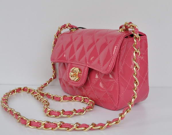 Cheap Chanel Classic mini Flap Bag 1115 Peach Patent Golden Hardware Cheap Chanel Classic mini Flap Bag 1115 Peach Patent Golden Hardware