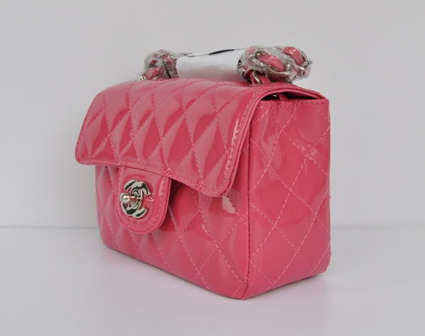 Cheap Chanel Classic mini Flap Bag 1115 Peach Patent Silver Hardware Cheap Chanel Classic mini Flap Bag 1115 Peach Patent Silver Hardware