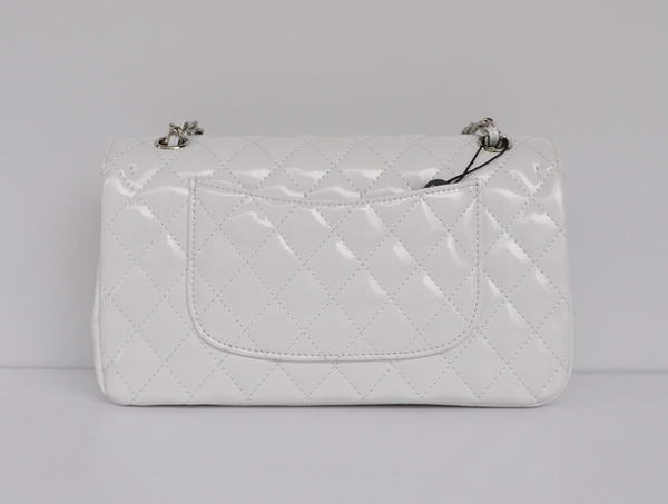 Cheap Chanel 2.55 Series Flap Bag 1112 White Patent Leather Silver Hardware Cheap Chanel 2.55 Series Flap Bag 1112 White Patent Leather Silver Hardware