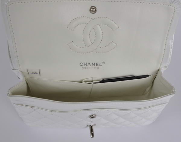 Cheap Chanel 2.55 Series Flap Bag 1112 White Patent Leather Silver Hardware Cheap Chanel 2.55 Series Flap Bag 1112 White Patent Leather Silver Hardware