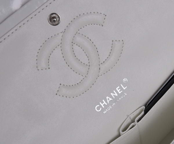 Cheap Chanel 2.55 Series Flap Bag 1112 White Patent Leather Silver Hardware Cheap Chanel 2.55 Series Flap Bag 1112 White Patent Leather Silver Hardware