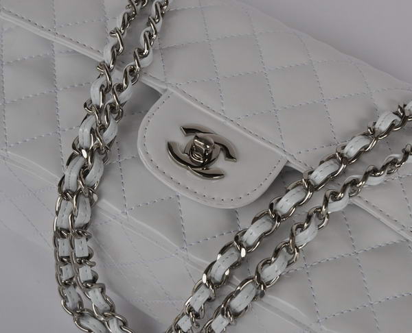 Cheap Chanel 2.55 Series Flap Bag 1112 White Patent Leather Silver Hardware Cheap Chanel 2.55 Series Flap Bag 1112 White Patent Leather Silver Hardware